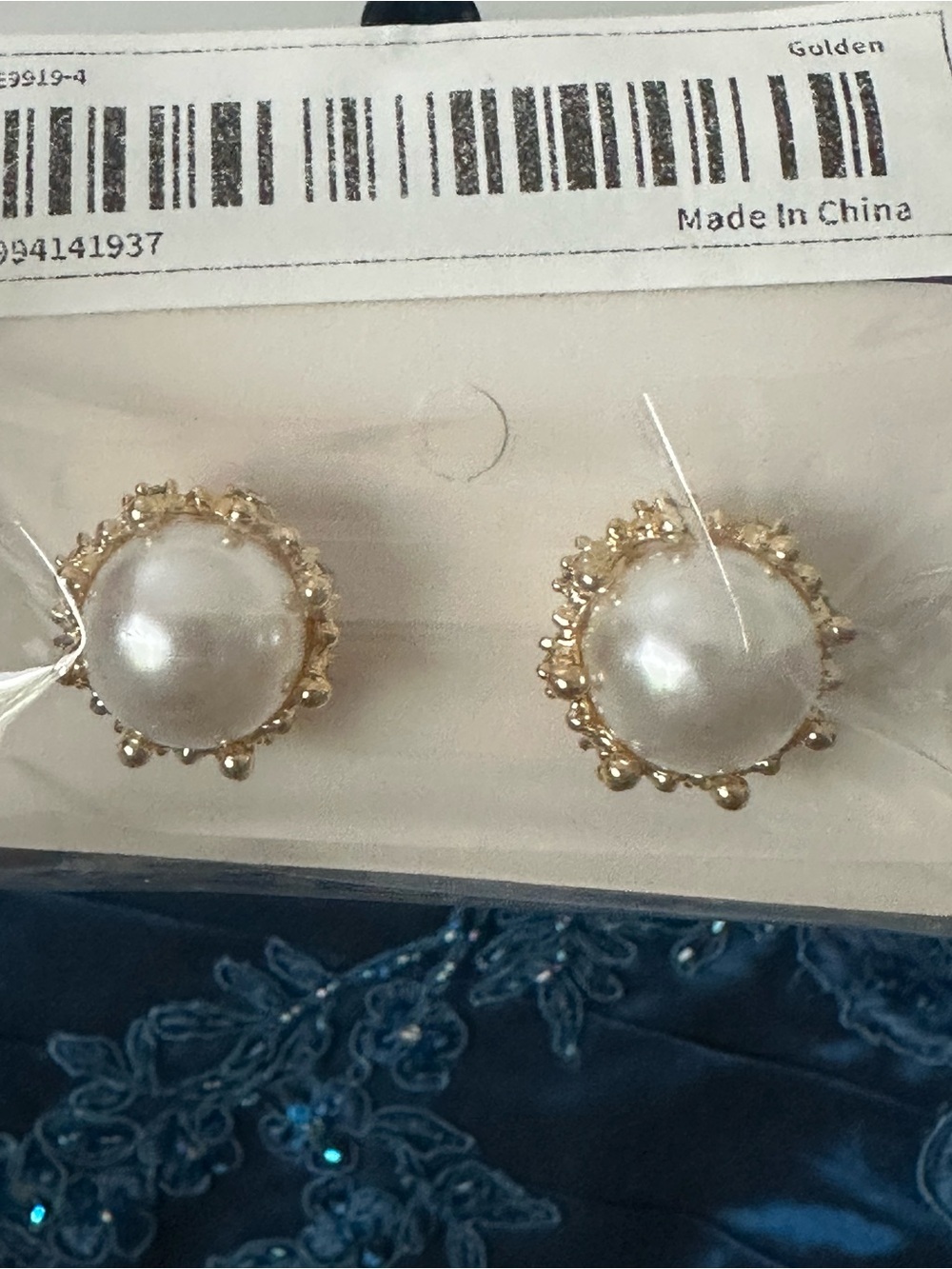 Gold Faux Pearl Dome Stud Earrings - Elegant Women's Jewelry